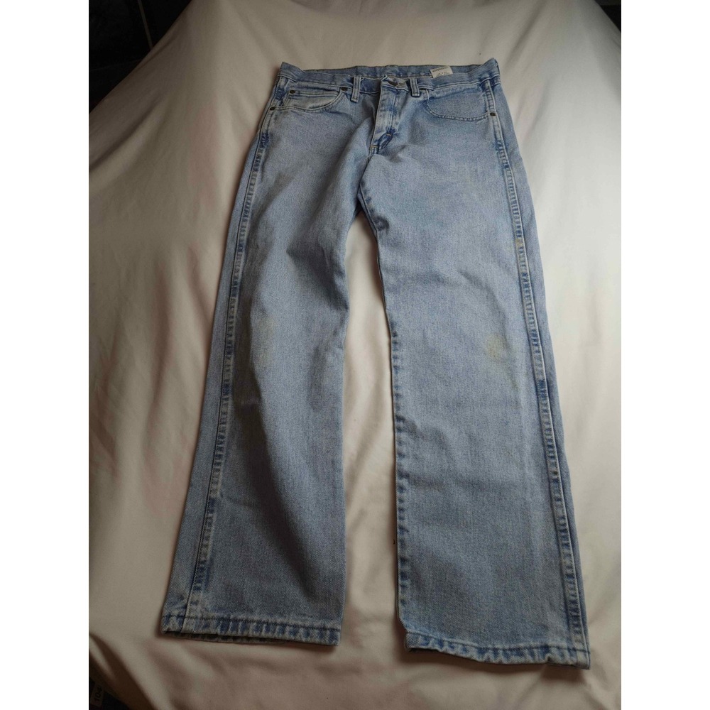 Wrangler Mens Light Wash Straight Leg Denim Jeans Blue 32x30